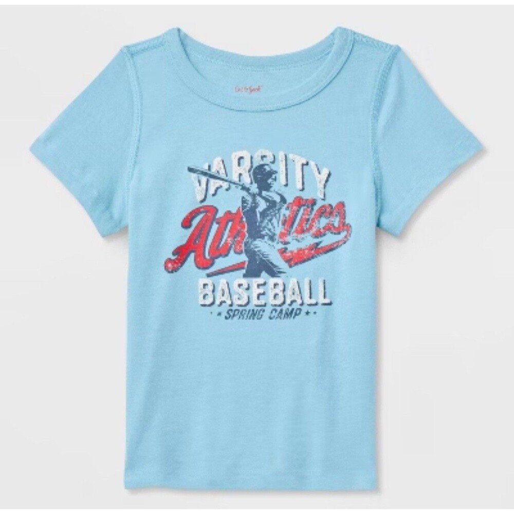 Cat & Jack Boys Varsity Athletics Baseball Warm Blue T-shirt Size S (6-8) NWT